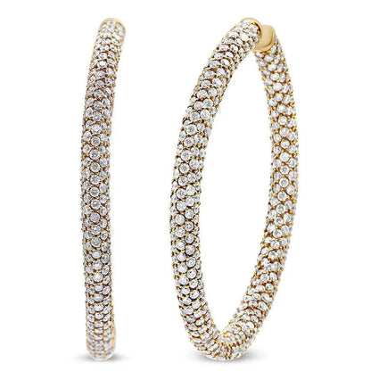 18K Rose Gold 6.90 Cttw Pave Set Diamond Inside Out Eternity Hoop Earrings (F-G Color, VS1-VS2 Clarity) - Bijoux-NYC Direct