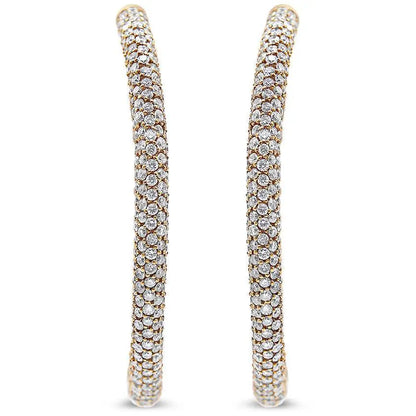 18K Rose Gold 6.90 Cttw Pave Set Diamond Inside Out Eternity Hoop Earrings (F-G Color, VS1-VS2 Clarity) - Bijoux-NYC Direct