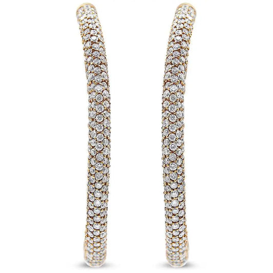 18K Rose Gold 6.90 Cttw Pave Set Diamond Inside Out Eternity Hoop Earrings (F-G Color, VS1-VS2 Clarity) - Bijoux-NYC Direct