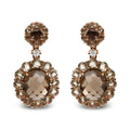 18k rose gold lemon and smoky quartz diamond halo dangle drop earrings bijoux-nyc direct