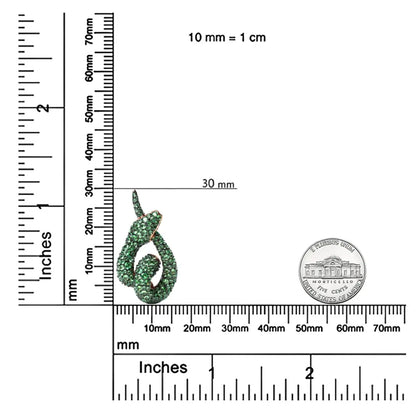 18K Rose Gold Round Green Tsavorite Gemstone Cluster Spiral Snake Design 18" Pendant Necklace (AAA+ Quality) - Bijoux-NYC Direct