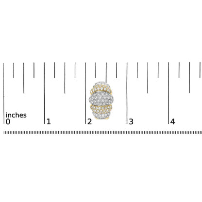 18K Two-Toned Gold 5.00 Cttw Diamond Three-tier Domed Button Omega Back Earrings (G-H Color, VS2-SI1 Clarity) - Bijoux-NYC Direct