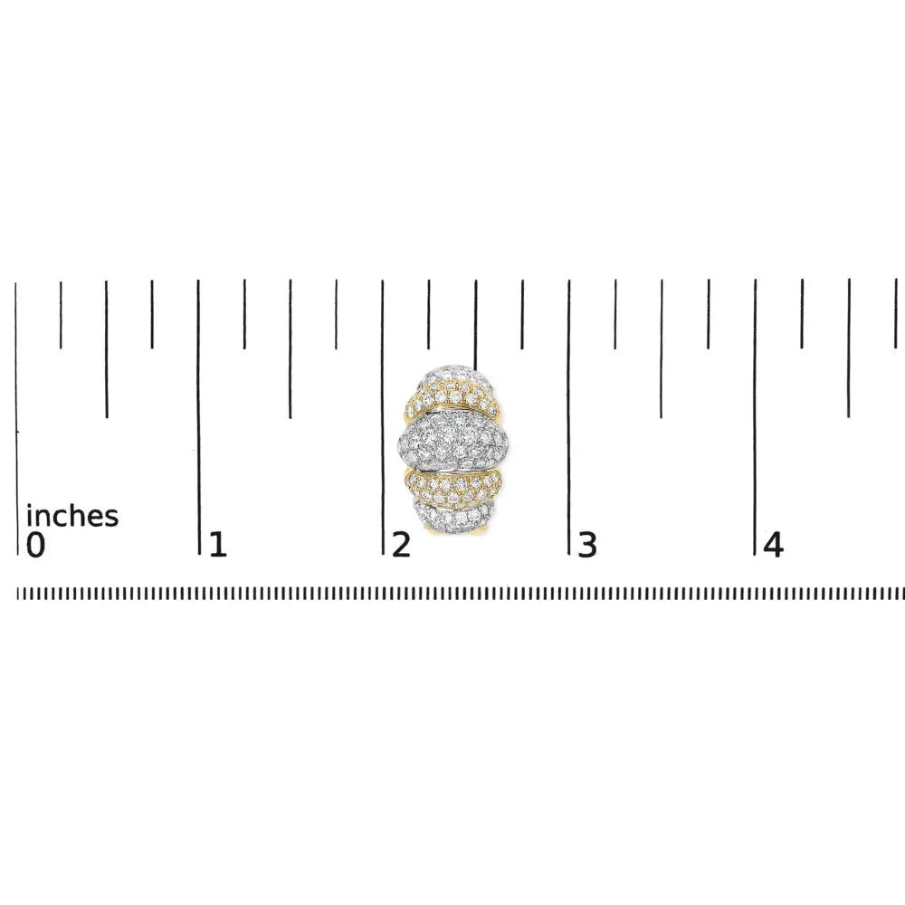 18k two-tone gold 5.00ctw diamond three-tier domed button earrings bijoux-nyc direct