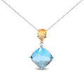 18k gold citrine and sky blue topaz diamond dangle 18’’ pendant necklace bijoux-nyc direct