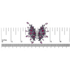 18K White Gold 1.00 Cttw Diamond, Ruby Sapphire, and Amethyst Mixed Gemstone Butterfly Brooch Pin (G-H Color, VS1-VS2 Clarity) - Bijoux-NYC Direct