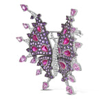 18K White Gold 1.00 Cttw Diamond, Ruby Sapphire, and Amethyst Mixed Gemstone Butterfly Brooch Pin (G-H Color, VS1-VS2 Clarity) - Bijoux-NYC Direct