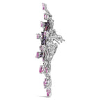 18K White Gold 1.00 Cttw Diamond, Ruby Sapphire, and Amethyst Mixed Gemstone Butterfly Brooch Pin (G-H Color, VS1-VS2 Clarity) - Bijoux-NYC Direct