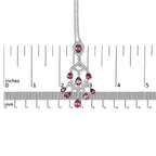 18k white gold 1 1/10 cttw diamond and pink tourmaline double strand art deco inspired chandelier 18’’ pendant necklace (f g