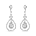 18k white gold 1 1/4 cttw round diamond openwork teardrop dangle earrings bijoux-nyc direct