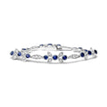 18k white gold 1 3/4 cttw diamond and blue sapphire floral link bracelet bijoux-nyc direct