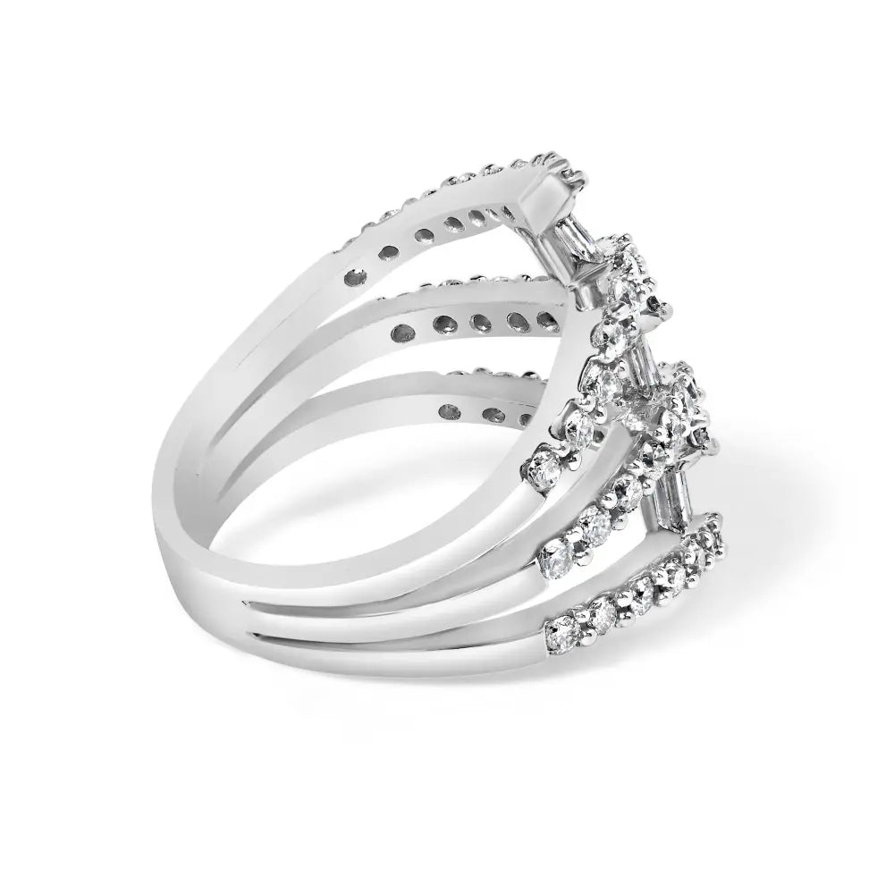 18k white gold 1 3/4 cttw diamond multi crossover split shank ring bijoux-nyc direct