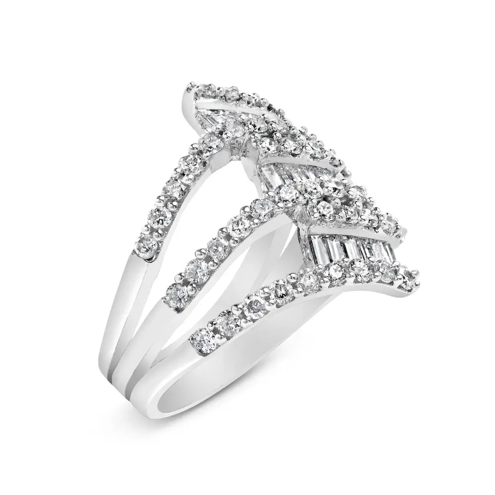 18k white gold 1 3/4 cttw diamond multi crossover split shank ring bijoux-nyc direct