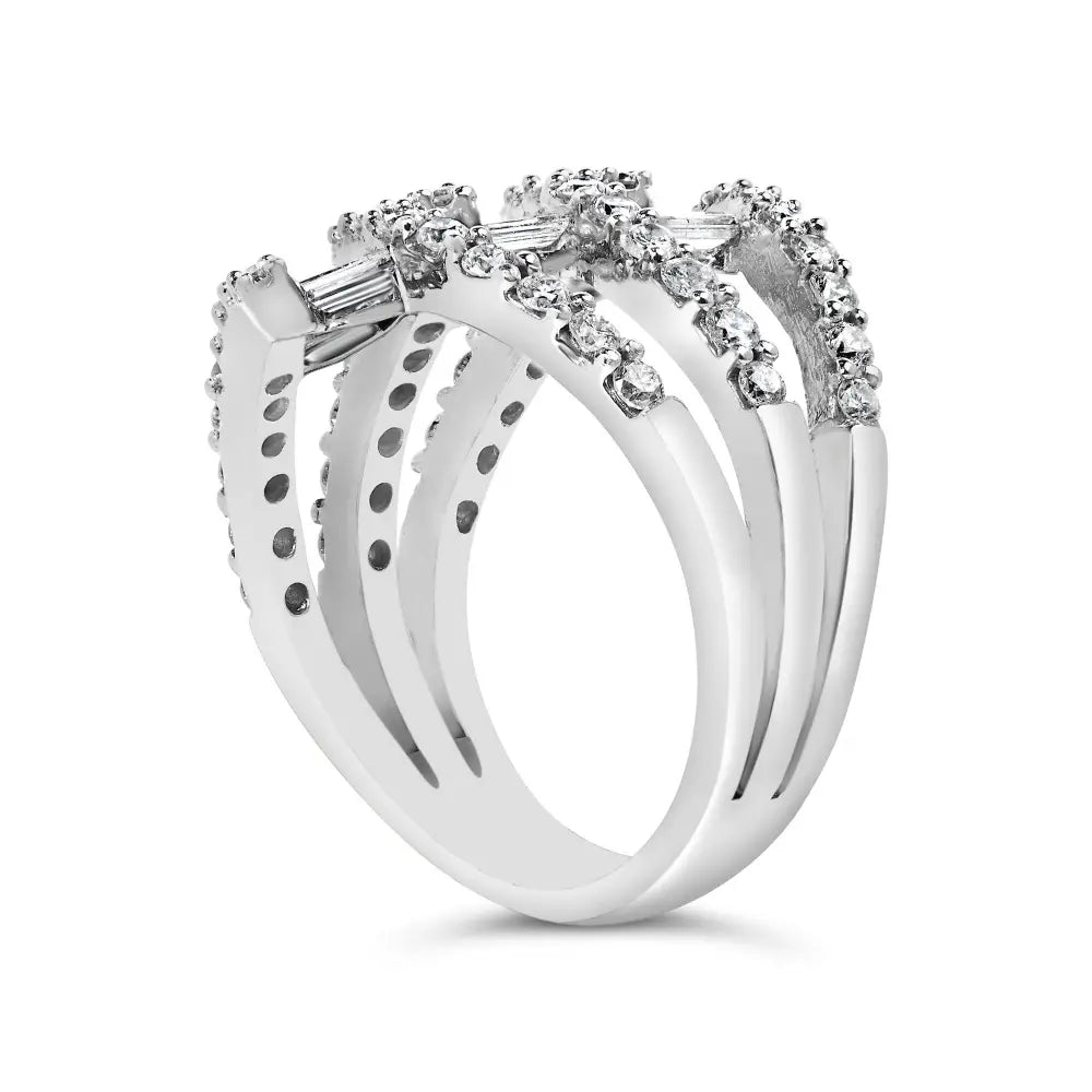 18k white gold 1 3/4 cttw diamond multi crossover split shank ring bijoux-nyc direct