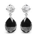 18k white gold black onyx and white topaz 1/5 cttw diamond dangle earrings bijoux-nyc direct
