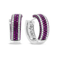 18k white gold 1 7/8 cttw diamond and ruby open swish hoop earrings bijoux-nyc direct