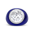 18k white gold 14mm white quartz diamond and blue enamel halo ring bijoux-nyc direct