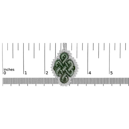 18K White Gold 2.00 Cttw Diamond Halo and Jade Shield Brooch Pin and Pendant (G-H Color, VS1-VS2 Clarity) CHAIN NOT INCLUDED - Bijoux-NYC Direct