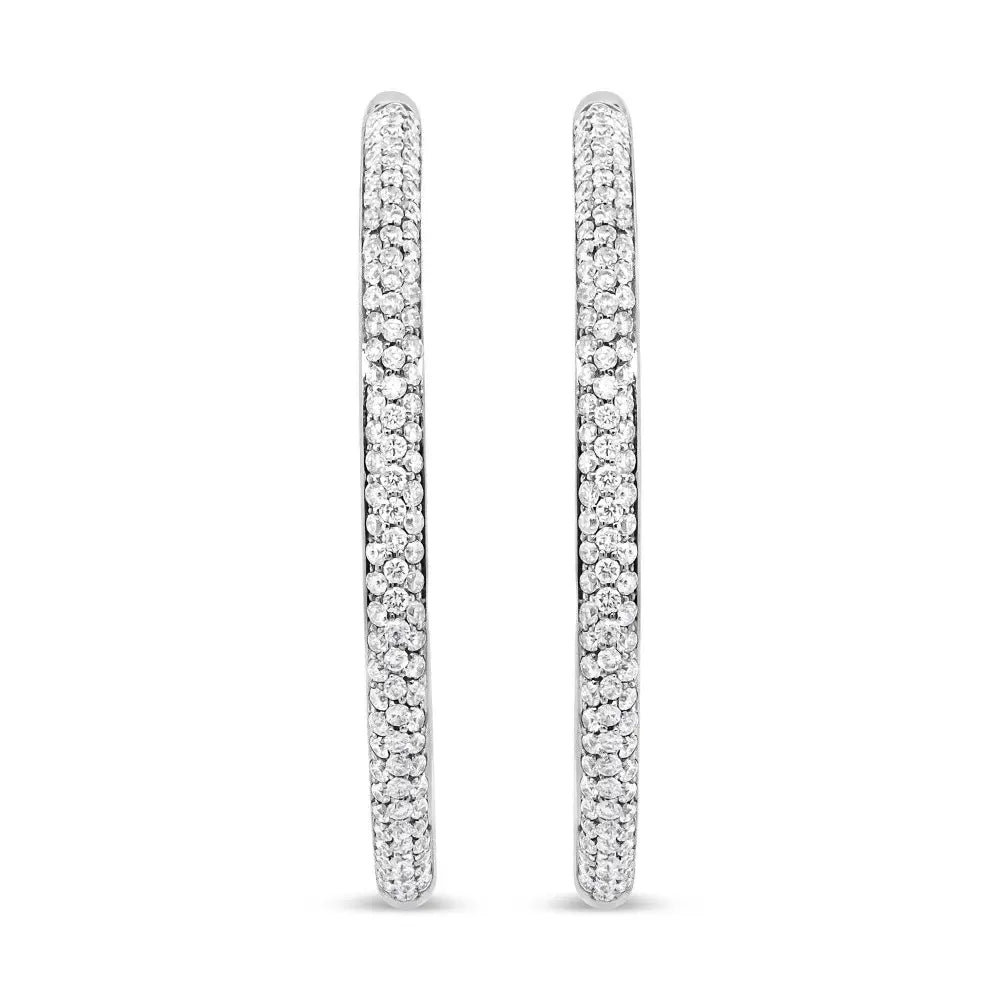 18K White Gold 2.00 Cttw Round-Cut Diamond Inner-Outer Hoop Earrings (F-G Color, VS1-VS2 Clarity) - Bijoux-NYC Direct