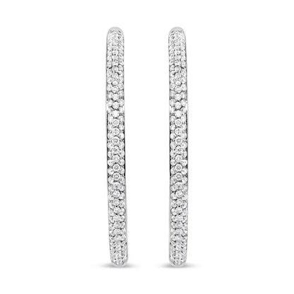 18K White Gold 2.00 Cttw Round-Cut Diamond Inner-Outer Hoop Earrings (F-G Color, VS1-VS2 Clarity) - Bijoux-NYC Direct
