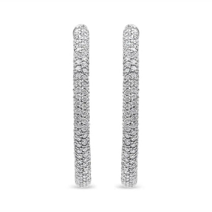 18K White Gold 2 1/3 Cttw Pave Set Diamond Semi Eternity Leverback Hoop Earrings (F-G Color, VS1-VS2 Clarity) - Bijoux-NYC Direct
