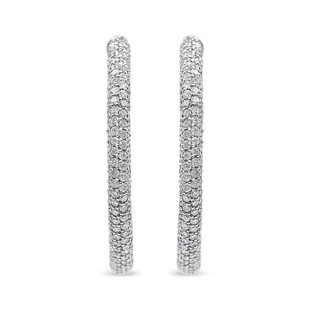 18k white gold 2 1/3 cttw pave diamond oval leverback hoop earrings bijoux-nyc direct