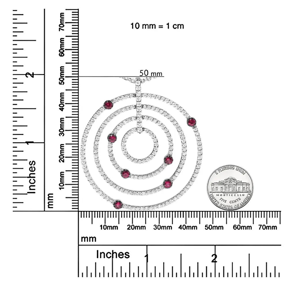 18k white gold 2 1/6 cttw diamond and ruby openwork circle necklace bijoux-nyc direct