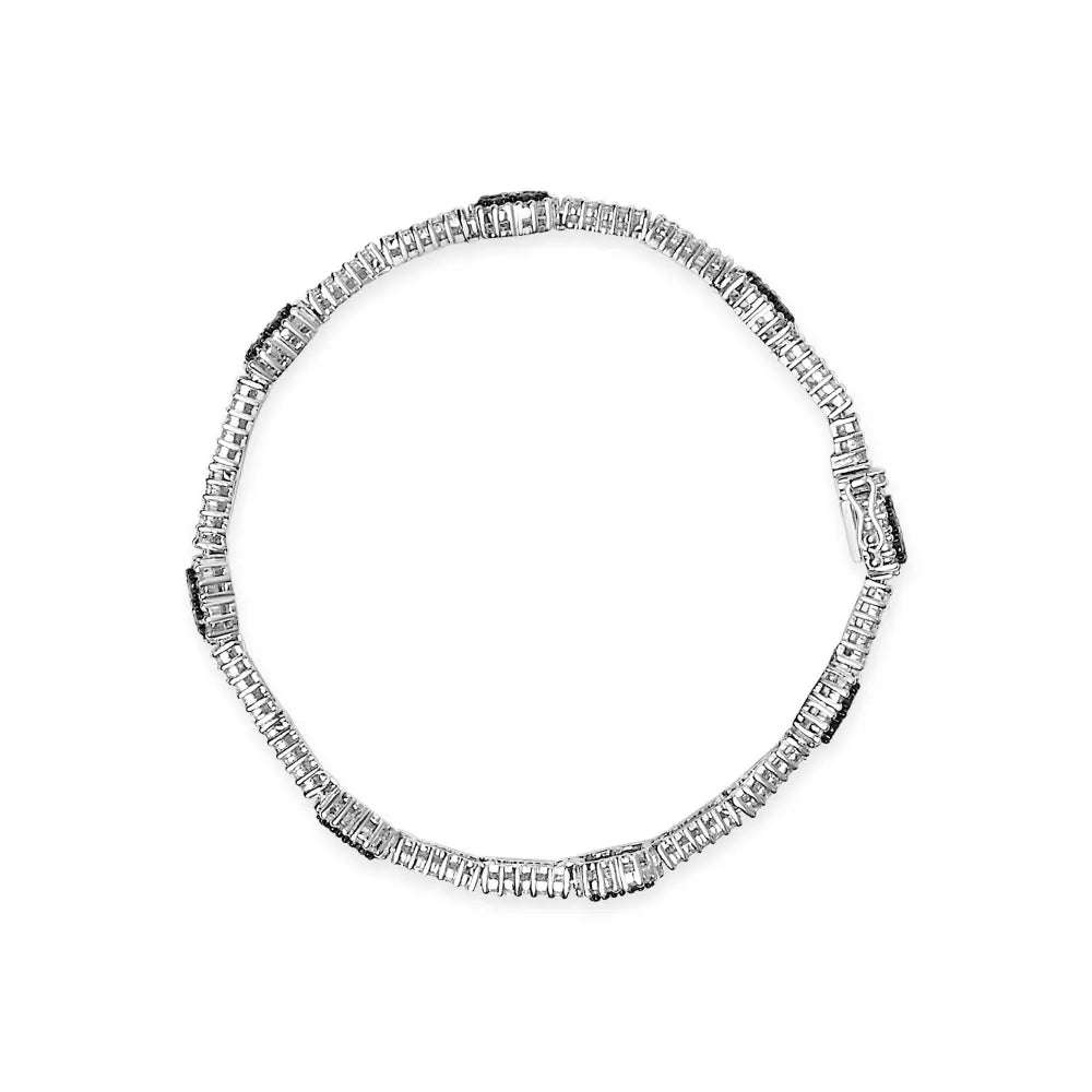18k white gold 2 3/4 cttw diamond and 3x3mm sapphire double row link bracelet (g h color vs1 vs2 clarity) 7’’ inches