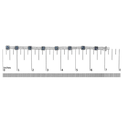 18k white gold 2 3/4 cttw diamond and 3x3mm sapphire double row link bracelet (g h color vs1 vs2 clarity) 7’’ inches