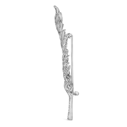 18K White Gold 2 7/8 Cttw Diamond Feather Brooch Pin (G-H Color, VS1-VS2 Clarity) - Bijoux-NYC Direct