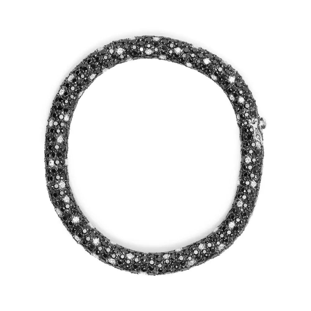 20ct black and white diamond snake skin 18k white gold tennis bracelet bijoux-nyc direct