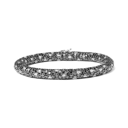 18K White Gold 20.0 Cttw Black and White Pave Set Diamond Eternity Snake Skin Style Tennis Bracelet (Black and G-H Color, SI1-SI2 Clarity) - Size 7" - Bijoux-NYC Direct