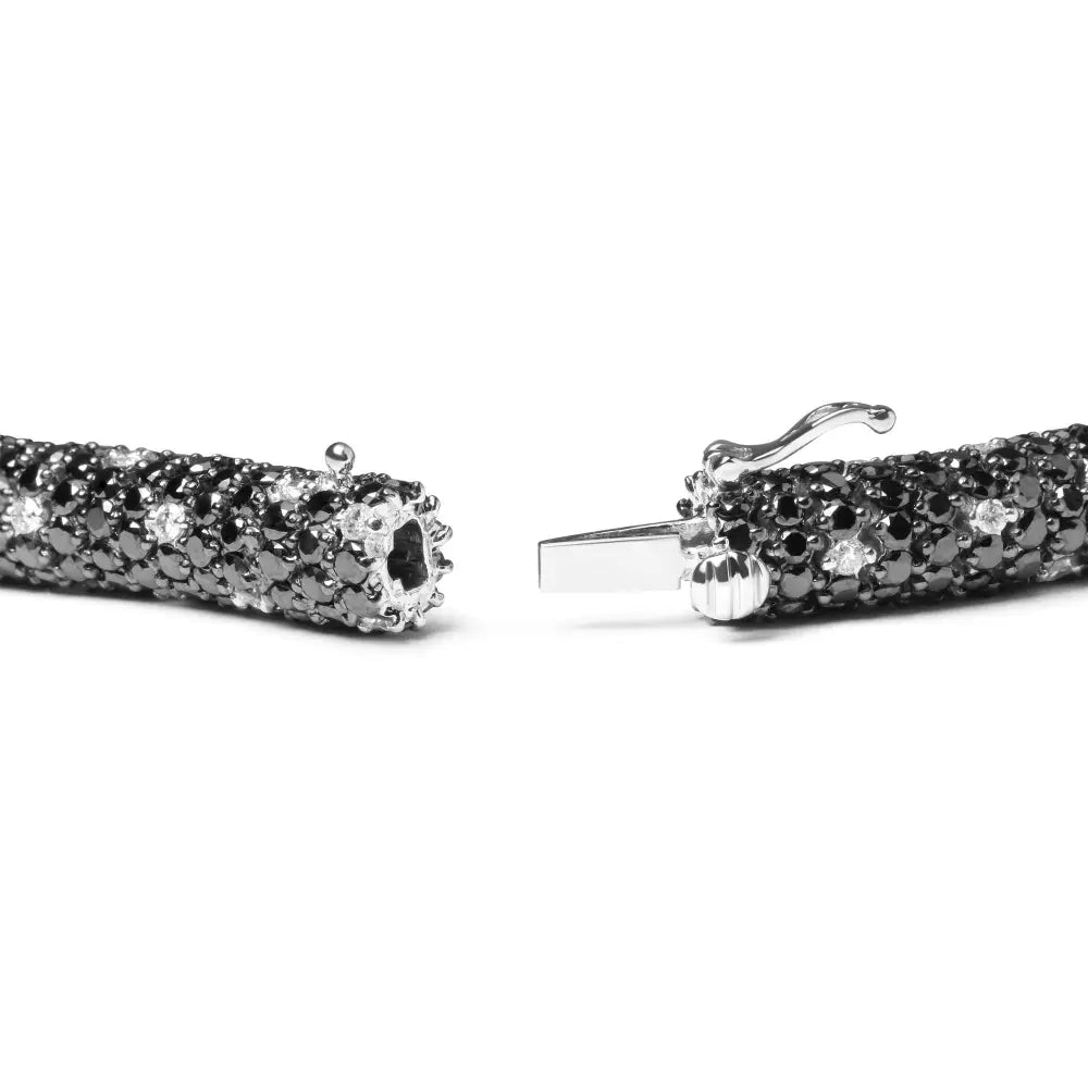 20ct black and white diamond snake skin 18k white gold tennis bracelet bijoux-nyc direct