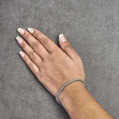 18K White Gold 3.0 Cttw Natural Round Diamond Box Clasp X Link Tennis Bracelet - 7" Inches - Bijoux-NYC Direct