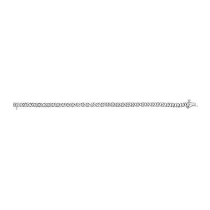 18K White Gold 3.0 Cttw Natural Round Diamond Box Clasp X Link Tennis Bracelet - 7" Inches - Bijoux-NYC Direct
