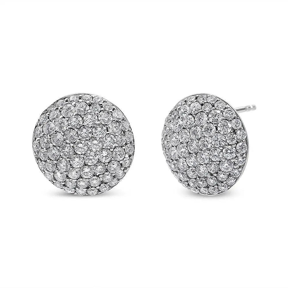 18K White Gold 3 1/2 Cttw Shared Prong Set Diamond Cluster Composite Disc Stud Earrings (F-G Color, VS1-VS2 Clarity) - Bijoux-NYC Direct