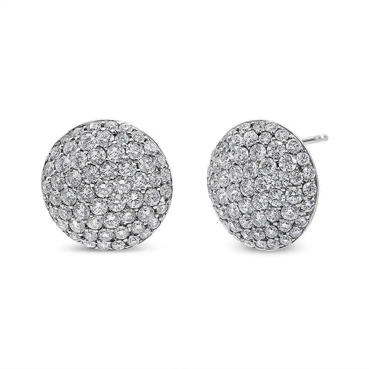 18K White Gold 3 1/2 Cttw Shared Prong Set Diamond Cluster Composite Disc Stud Earrings (F-G Color, VS1-VS2 Clarity) - Bijoux-NYC Direct