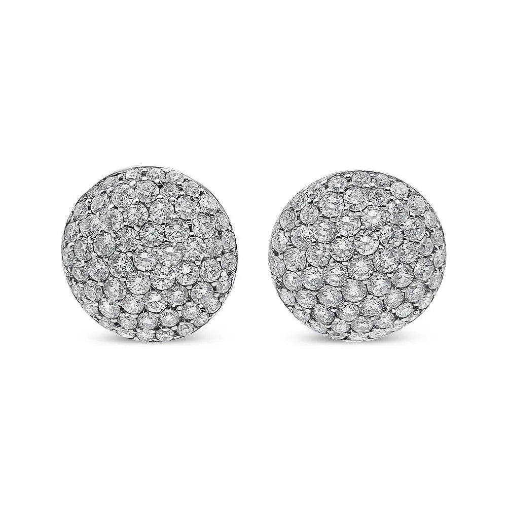 18K White Gold 3 1/2 Cttw Shared Prong Set Diamond Cluster Composite Disc Stud Earrings (F-G Color, VS1-VS2 Clarity) - Bijoux-NYC Direct