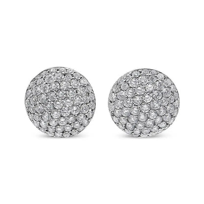 18K White Gold 3 1/2 Cttw Shared Prong Set Diamond Cluster Composite Disc Stud Earrings (F-G Color, VS1-VS2 Clarity) - Bijoux-NYC Direct