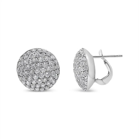 18K White Gold 3 1/2 Cttw Shared Prong Set Diamond Cluster Composite Disc Stud Earrings (F-G Color, VS1-VS2 Clarity) - Bijoux-NYC Direct