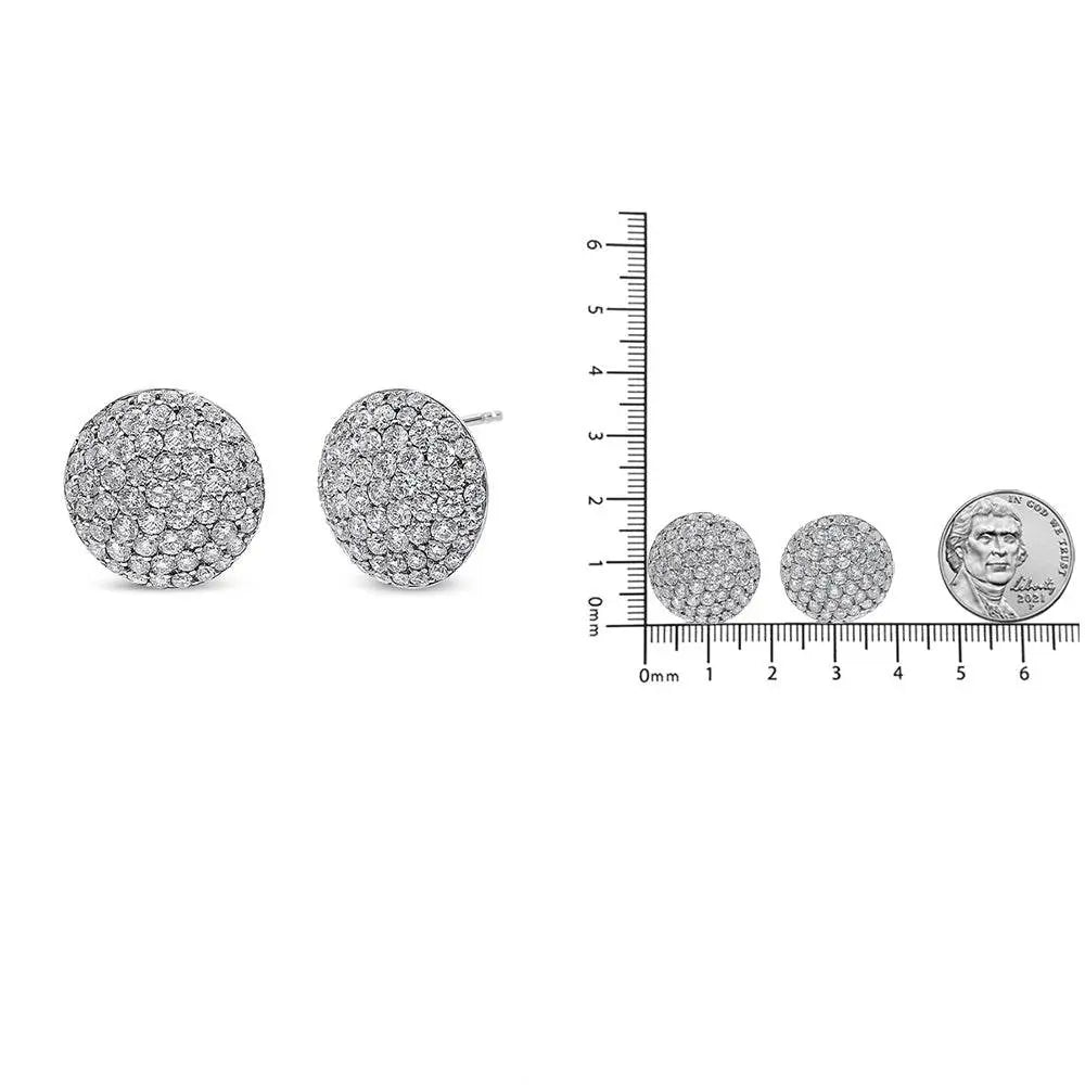 18K White Gold 3 1/2 Cttw Shared Prong Set Diamond Cluster Composite Disc Stud Earrings (F-G Color, VS1-VS2 Clarity) - Bijoux-NYC Direct