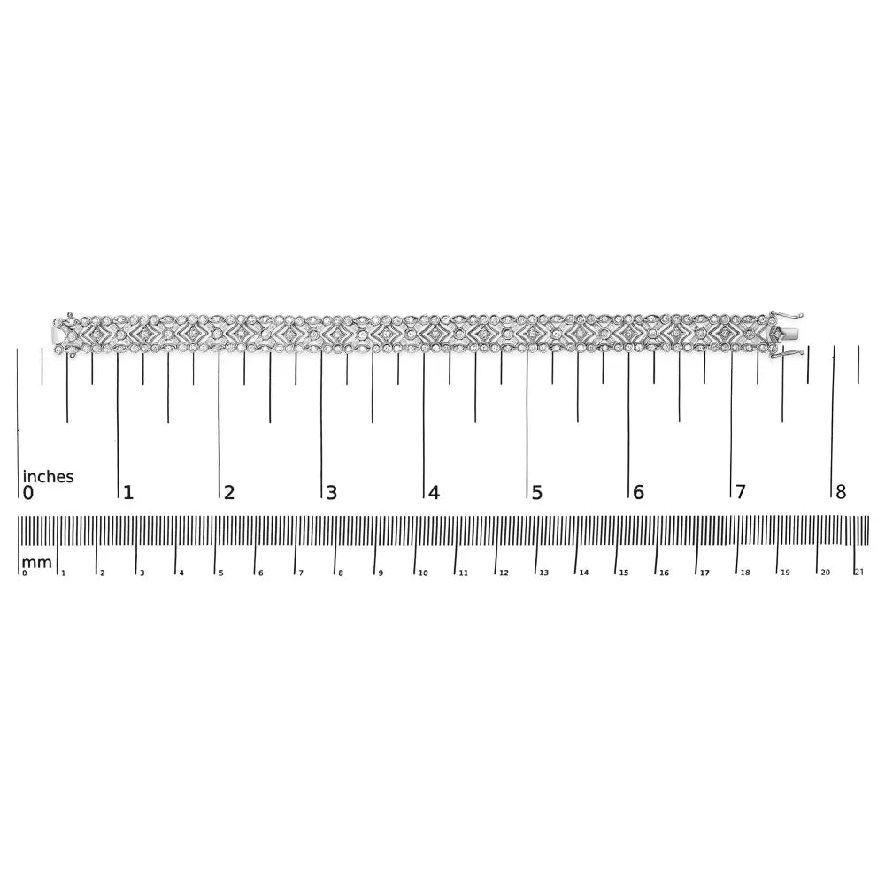 18k white gold 3 3/4 cttw baguette and round diamond art deco vintage inspired link bracelet (g h color vs1 vs2 clarity) 7’’