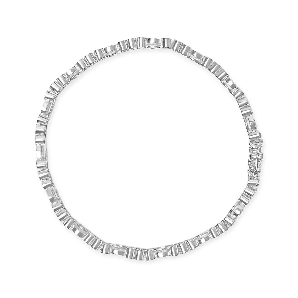 18k white gold 3 3/4 cttw baguette and round diamond art deco vintage inspired link bracelet (g h color vs1 vs2 clarity) 7’’