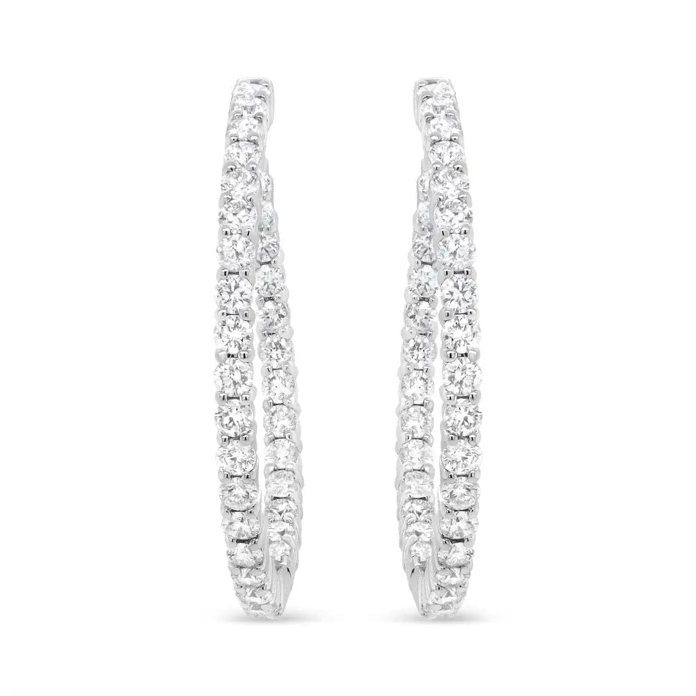 18k white gold 3 5/8 cttw diamond 35mm inside-outside hoop earrings bijoux-nyc direct