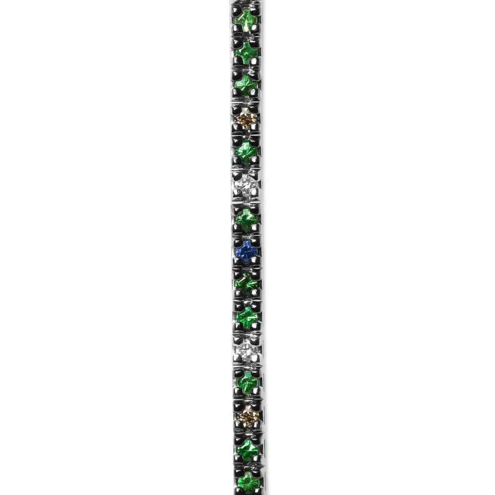 18k white gold 3/8 cttw diamond sapphire and tsavorite tennis bracelet bijoux-nyc direct