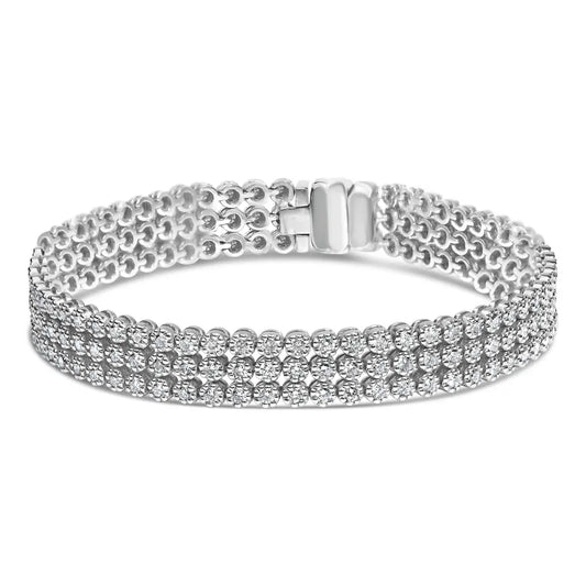 18k white gold 5.00 cttw natural diamond 3 row link tennis bracelet (g h color vs1 vs2 clarity) 7.25’’ inches