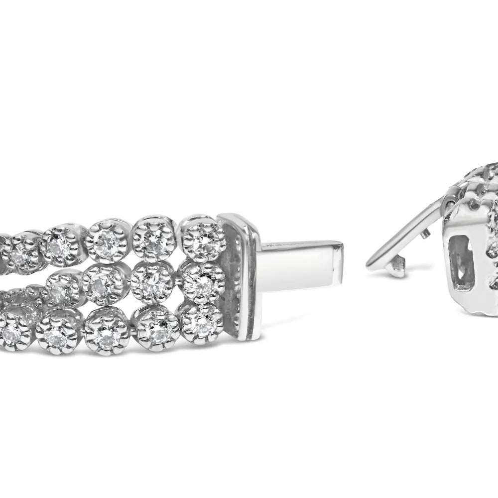 18k white gold 5.00 cttw natural diamond 3 row link tennis bracelet (g h color vs1 vs2 clarity) 7.25’’ inches