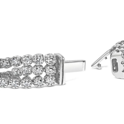 18k white gold 5.00 cttw natural diamond 3 row link tennis bracelet (g h color vs1 vs2 clarity) 7.25’’ inches