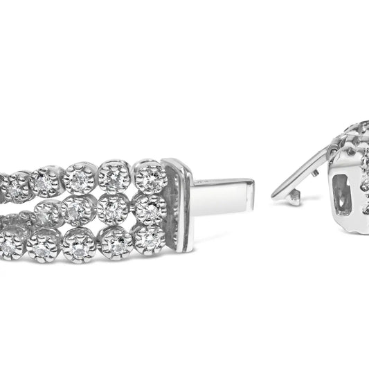 18k white gold 5.00 cttw natural diamond 3 row link tennis bracelet (g h color vs1 vs2 clarity) 7.25’’ inches