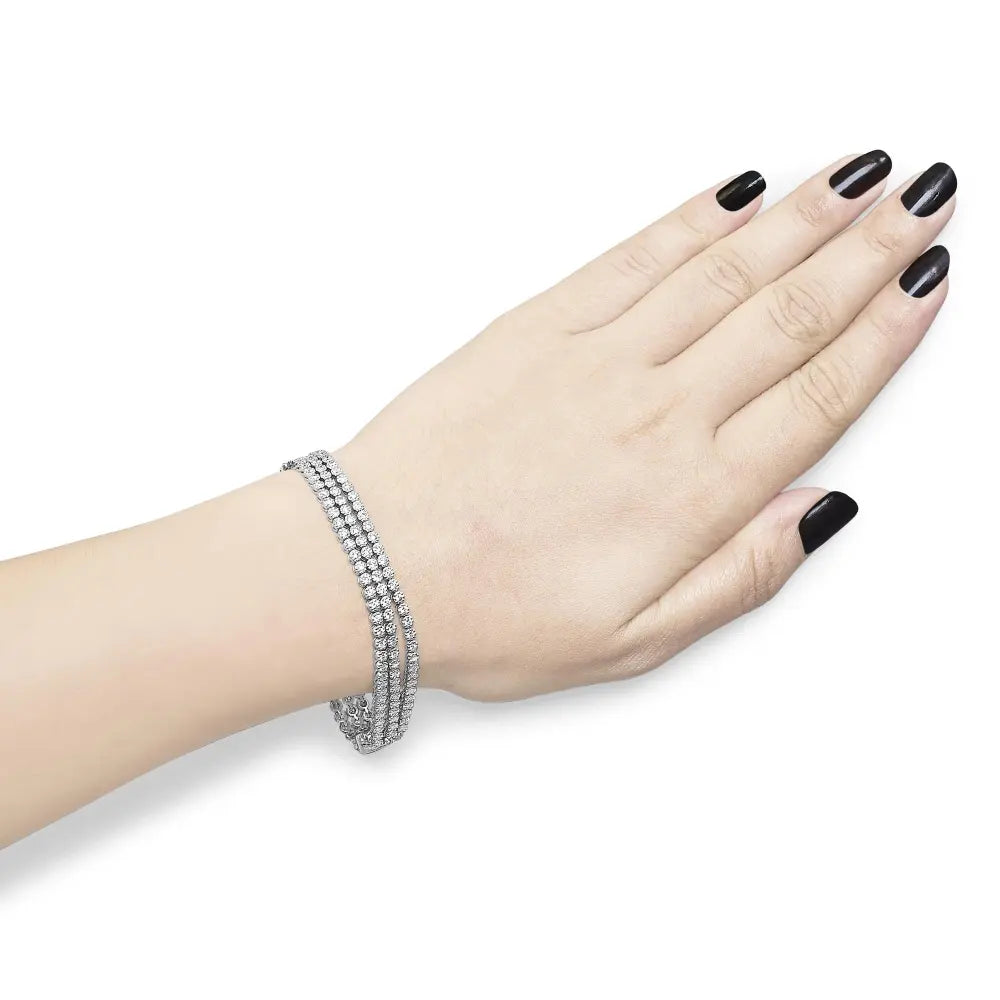 18k white gold 5.00 cttw natural diamond 3 row link tennis bracelet (g h color vs1 vs2 clarity) 7.25’’ inches