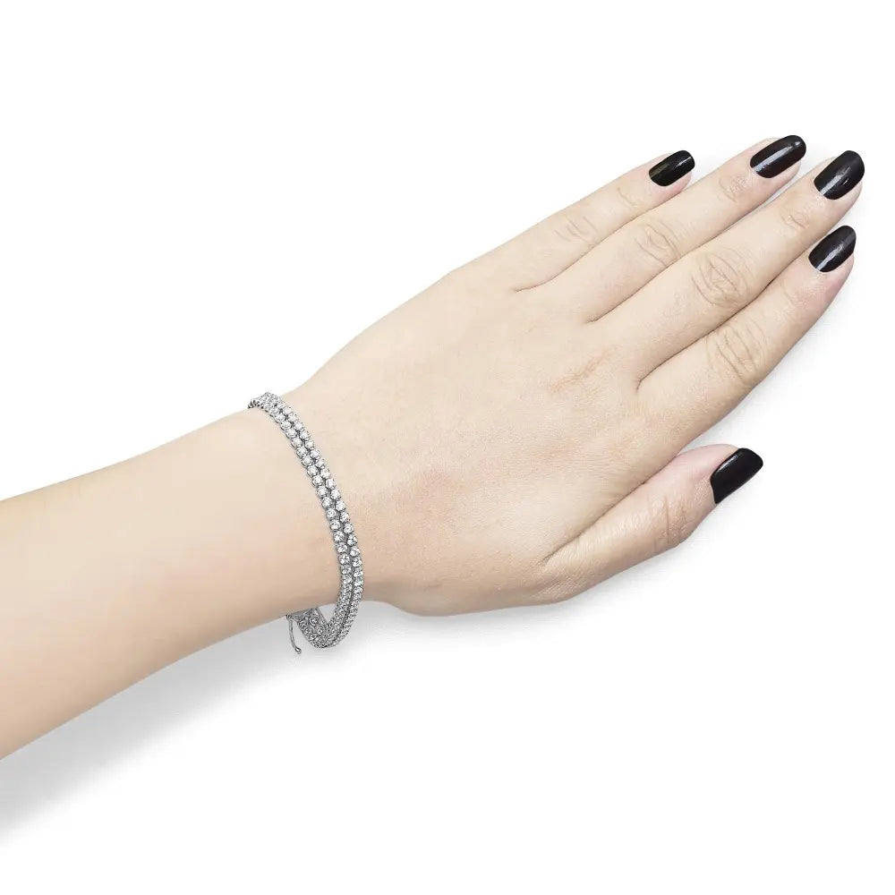 18k white gold 5 3/5 cttw natural diamond double row link tennis bracelet (g h color vs1 vs2 clarity) 7’’ inches